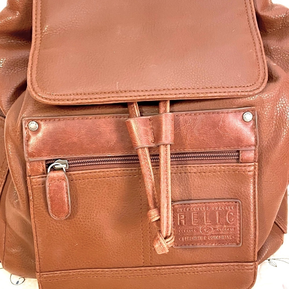 Brown Pebbled Leather RELIC Backpack Handbag